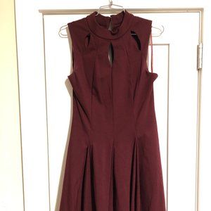 Burgundy Keyhole Fit and Flare Dress